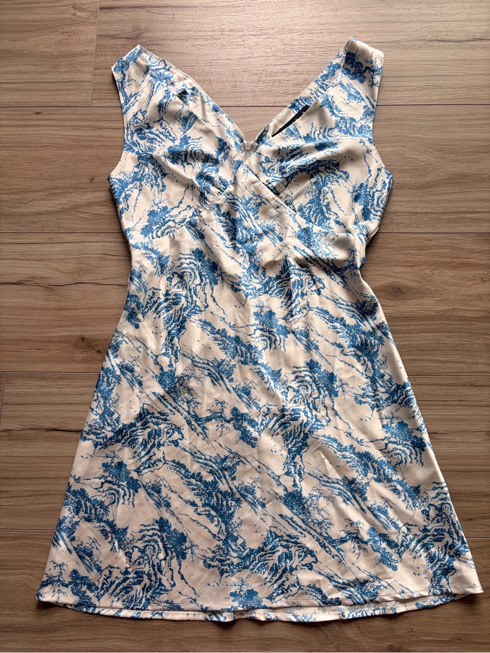 Lioness Blue Toile Print Mini Dress Size Small Coastal Chic